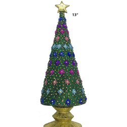 Starlight 13" Wider Cone tree is Handmade With Intricately Detailed Resin & Hand Painted With Pinegreen and Lumiere Colours. Approx 13" L